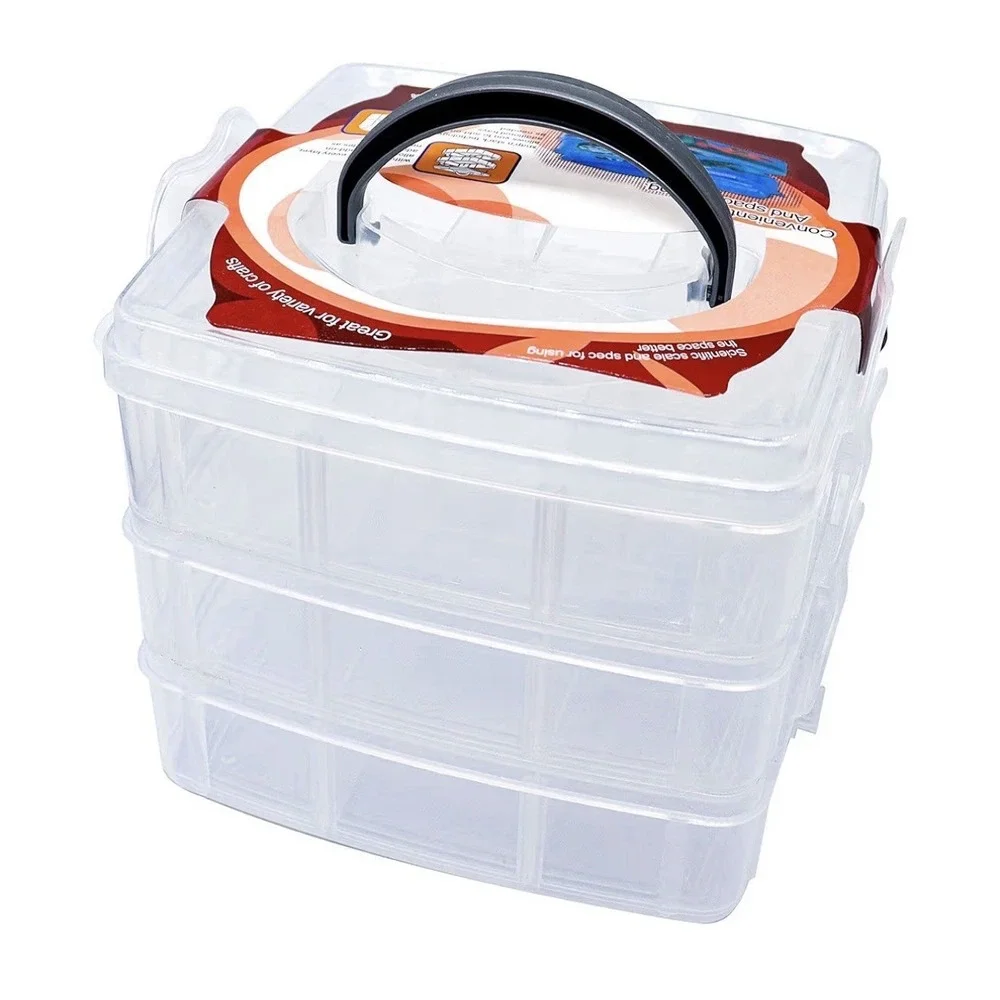 Craft Organizer Box 3 Layer Stackable Storage, Jewelry, Hardware,‎ Craft Supply